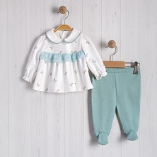 Kelebek Baskılı Şifon Fırfırlı Bebe 2'li Kız Takım