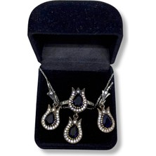 Oya Silver Işıltılı Safir Lale Gümüş Set&takım-Mücevher Bahçesi Koleksiyonu