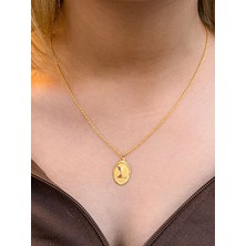 14 Ayar Altın Oval L Harfli Kolye