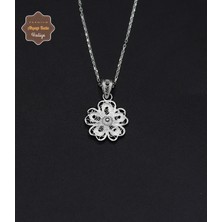 Çiçek Model 925 Ayar Saf Gümüş Telkari Kadın Kolye 201024662