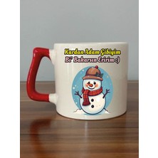 Kardan Adam Gibiyim Bi' Bakarsın Eririm Kırmızı Kulplu Kupa Bardak