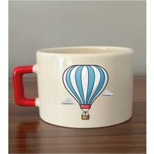 Uçan Balon Fincan Seramik Kupa Bardak - Seramik Çay, Kahve Hediyelik Bardağı