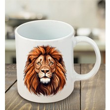 Aslan Görselli Kahve Bardağı - Seramik Çay, Kahve Hediyelik Bardağı