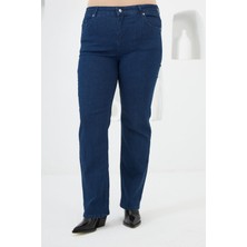 Boru Paça Büyük Beden Kot Pantolon Koyu Lacivert