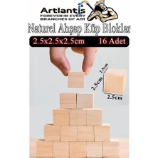 Naturel Ahşap Küp Bloklar 2.5x2.5x2.5cm 16 Adet Ahşap Naturel Kare Blok Eğitici Geliştirici Oyuncak Küp Matematik Birim