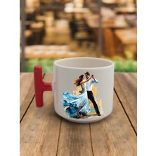 Dans Eden Kadın ve Erkek Görselli Kahve Bardağı Seramik Kupa - Seramik Çay, Kahve Hediyelik Bardağı