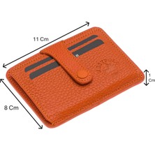 Westpolo Carpi Çok Bölmeli Unisex Hakiki Flötr Deri Kartlık - Turuncu