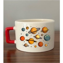 Gezegenler Görselli Fincan Seramik Kupa - Seramik Çay, Kahve Hediyelik Bardağı