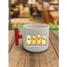 Civcivler Yan Yana Temalı Kahve Bardağı Kupa Bardak - Seramik Çay, Kahve Hediyelik Bardağı