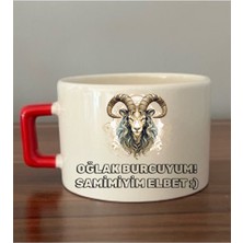 Oğlak Burcu Baskılı Fincan Seramik Kupa - Seramik Çay, Kahve Hediyelik Bardağı