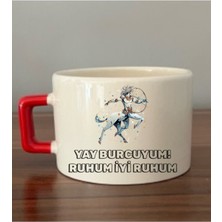 Yay Burcu Baskılı Fincan Seramik Kupa - Seramik Çay, Kahve Hediyelik Bardağı