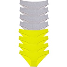 8 Adet Süper Eko Set Likralı Kadın Slip Külot Sarı Gri
