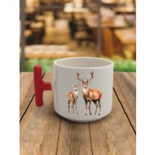 Geyik Temalı Kahve Bardağı Kupa Bardak - Seramik Çay, Kahve Hediyelik Bardağı