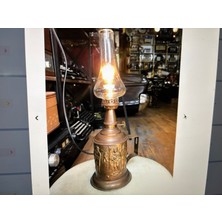 Fransız Pirinç Gaz Lambasından Abajur 30 cm Boyunda