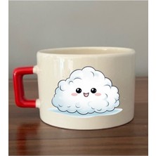 Bulut Görselli Fincan Seramik Kupa - Seramik Çay, Kahve Hediyelik Bardağı