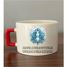 Kova Burcu Baskılı Fincan Seramik Kupa - Seramik Çay, Kahve Hediyelik Bardağı