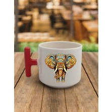 Afrika Desenli Kupa Kahve Bardağı Seramik Kupa - Seramik Çay, Kahve Hediyelik Bardağı