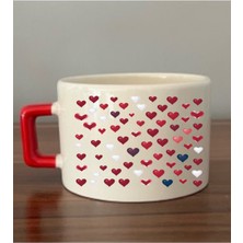 Kalpli Kırmızı Kulplu Fincan Seramik Kupa - Seramik Çay, Kahve Hediyelik Bardağı