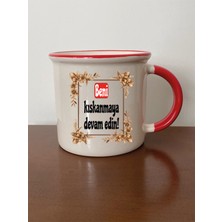 Beni Kıskanmaya Devam Edin Kırmızı Ağızlı Kupa Bardak - Seramik Çay, Kahve Hediyelik Bardağı