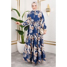 Palmiye Desenli Tesettür Elbise