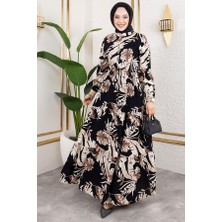 Palmiye Desenli Tesettür Elbise