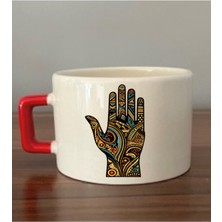 Otantik El Temalı Fincan Kupa Bardak - Seramik Çay, Kahve Hediyelik Bardağı