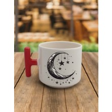 Ay ve Yıldız Iç Içe Kahve Bardağı Seramik Kupa - Seramik Çay, Kahve Hediyelik Bardağı
