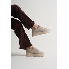 Tonny Black Kadın Bej Kalın Poli Taban Bağcıklı Günlük Ayakkabı