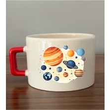 Gezegenler Iç Içe Fincan Seramik Kupa - Seramik Çay, Kahve Hediyelik Bardağı