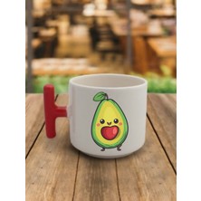 Avokado Görselli Kahve Bardağı Seramik Kupa - Seramik Çay, Kahve Hediyelik Bardağı