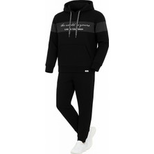 Kapüşonlu Pamuk Şardonlu Sweat Takım