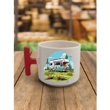 Kamp ve Karavan Temalı Kahve Bardağı Kupa Bardak - Seramik Çay, Kahve Hediyelik Bardağı