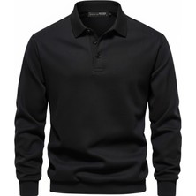 Ghassy Co. Erkek Retro Renk Bloklu Pamuklu Gömlek Yaka Sweatshirt