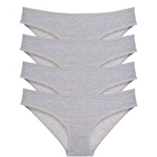 4 Adet Süper Eko Set Likralı Kadın Slip Külot Gri