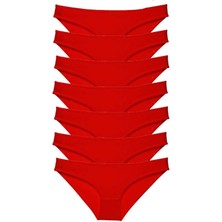 7 Adet Süper Eko Set Likralı Kadın Slip Külot Kırmızı