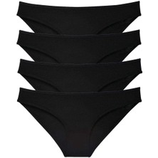 4 Adet Süper Eko Set Likralı Kadın Slip Külot Siyah