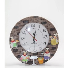 Duvara Asmalı Aşcı Tasarımlı Polyester Saat ALK1539 ( Lisinya )