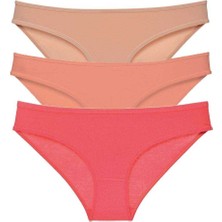 3 Adet Süper Eko Set Likralı Kadın Slip Külot Ten Pudra Fuşya