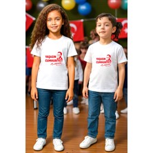 Çocuk Unisex "yaşasın Cumhuriyet" Baskılı %100 Pamuk T-Shirt