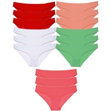 15 Adet Süper Eko Set Likralı Kadın Slip Külot Ten Beyaz Pudra Yeşil Fuşya