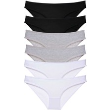 6 Adet Süper Eko Set Likralı Kadın Slip Külot Siyah Gri Beyaz