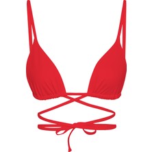 Kırmızı Üçgen Ipli Bikini Üstü