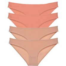 4 Adet Süper Eko Set Likralı Kadın Slip Külot Pudra Ten