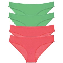 4 Adet Eko Set Likralı Kadın Slip Külot Yeşil Fuşya