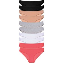 10 Adet Süper Eko Set Likralı Kadın Slip Külot Siyah Ten Gri Beyaz Fuşya