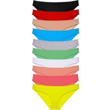 10 Adet Süper Eko Set Likralı Kadın Slip Külot Çok Renkli