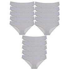 15 Adet Süper Eko Set Likralı Kadın Slip Külot Gri