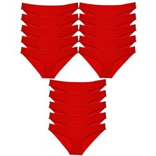 15 Adet Süper Eko Set Likralı Kadın Slip Külot Kırmızı