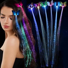 LED Fiber Optik Işıklı Kelebek Saç Klipsi 1 Adet - Lisinya