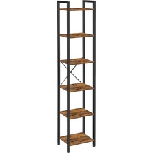 Raf, Kitaplık, Dikili Raf, DVD Rafı, 6 Seviyeli, Ofis Rafı, Açık Raflar, Ofis, Oturma Odası, Yatak Odası, Mutfak Için, 30 x 40 x 187,5 Cm, -Siyah LLS101B01